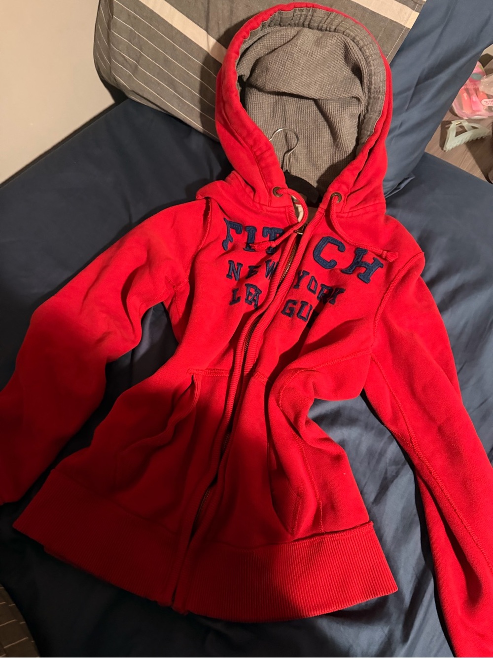 Abercrombie & Fitch Red Zip-Up Hoodie with Hood